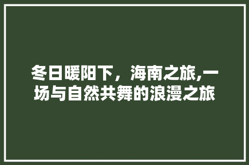冬日暖阳下，海南之旅,一场与自然共舞的浪漫之旅