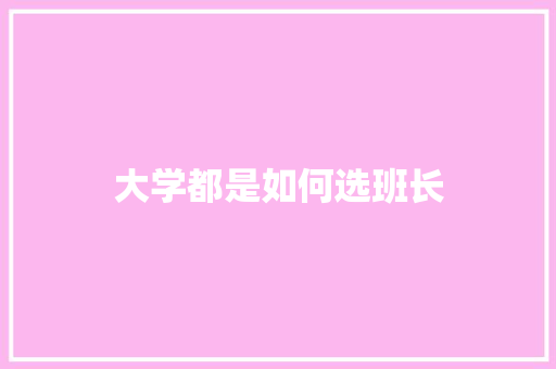 大学都是如何选班长