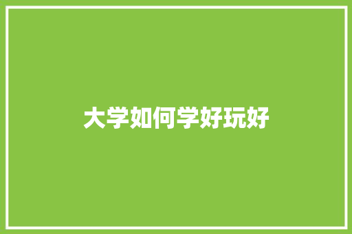 大学如何学好玩好