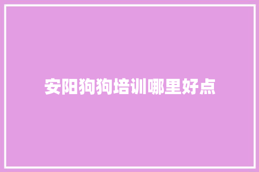 安阳狗狗培训哪里好点 职场应用