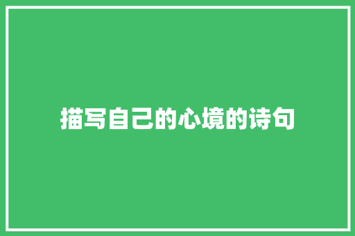 描写自己的心境的诗句 范文参考