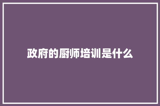 政府的厨师培训是什么