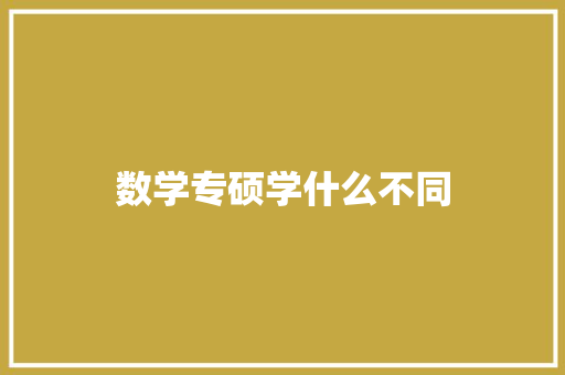 数学专硕学什么不同