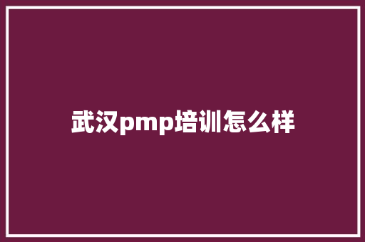 武汉pmp培训怎么样