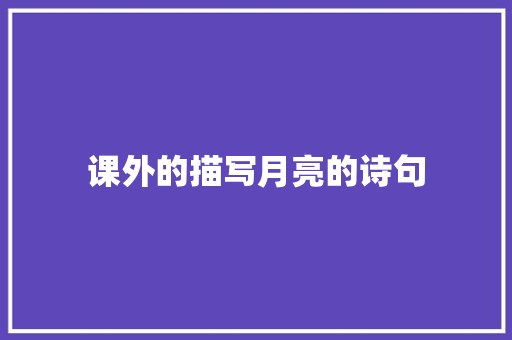 课外的描写月亮的诗句