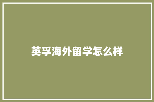 英孚海外留学怎么样