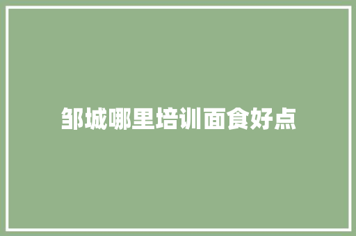 邹城哪里培训面食好点