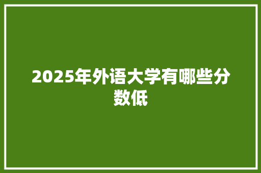 2025年外语大学有哪些分数低