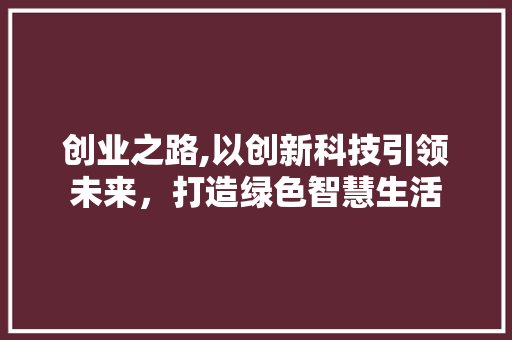 创业之路,以创新科技引领未来，打造绿色智慧生活