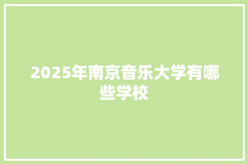 2025年南京音乐大学有哪些学校