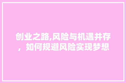 创业之路,风险与机遇并存，如何规避风险实现梦想