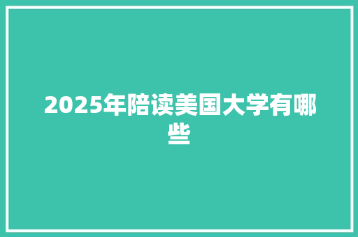 2025年陪读美国大学有哪些