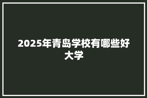 2025年青岛学校有哪些好大学