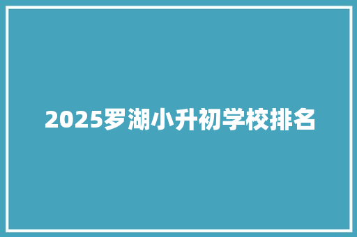 2025罗湖小升初学校排名