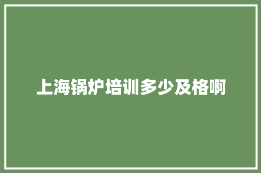 上海锅炉培训多少及格啊 范文精选网
