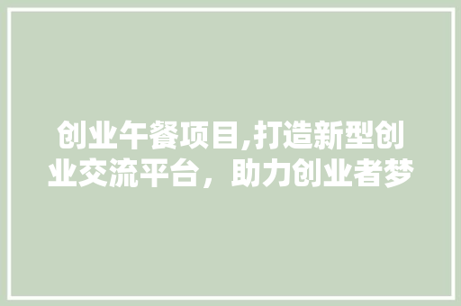 创业午餐项目,打造新型创业交流平台，助力创业者梦想起航