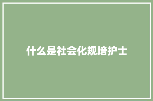 什么是社会化规培护士
