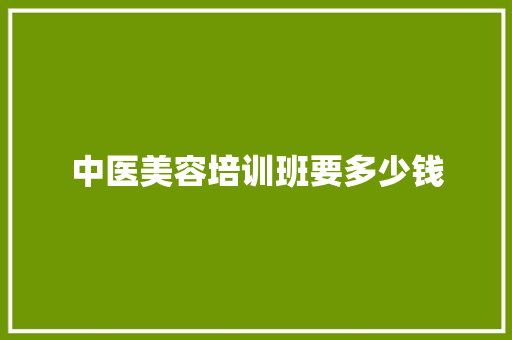 中医美容培训班要多少钱