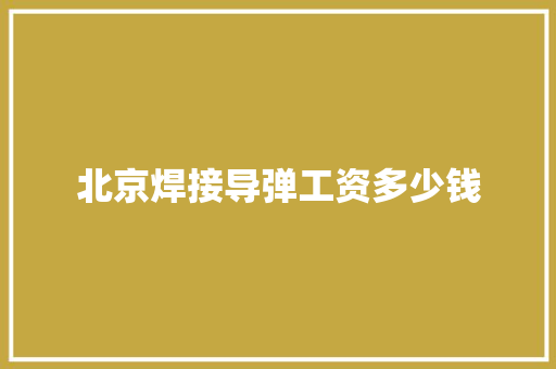 北京焊接导弹工资多少钱