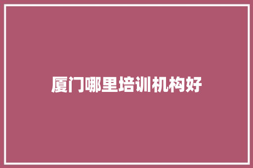 厦门哪里培训机构好