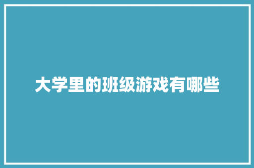 大学里的班级游戏有哪些
