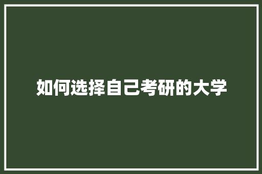 如何选择自己考研的大学 范文参考