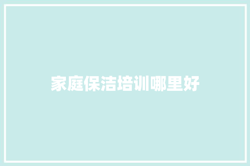 家庭保洁培训哪里好