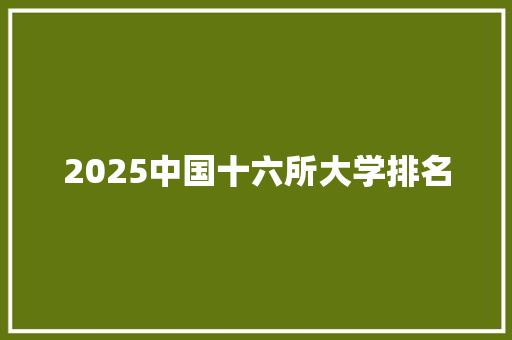 2025中国十六所大学排名