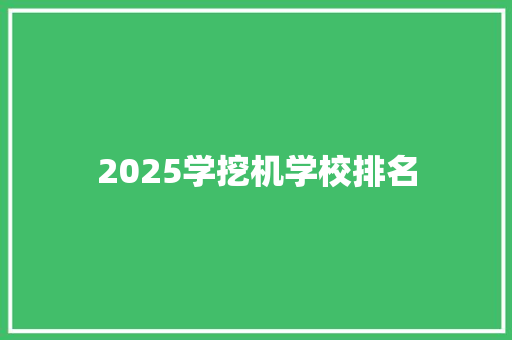 2025学挖机学校排名