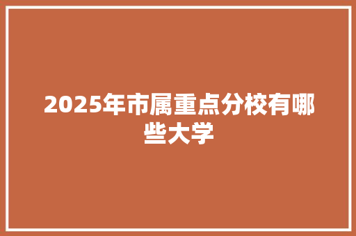 2025年市属重点分校有哪些大学 范文之家