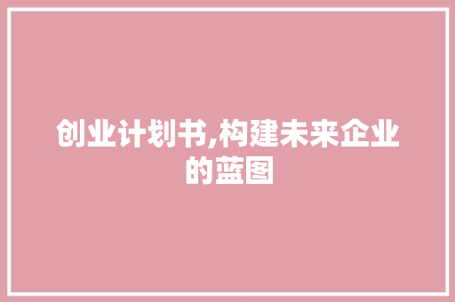 创业计划书,构建未来企业的蓝图
