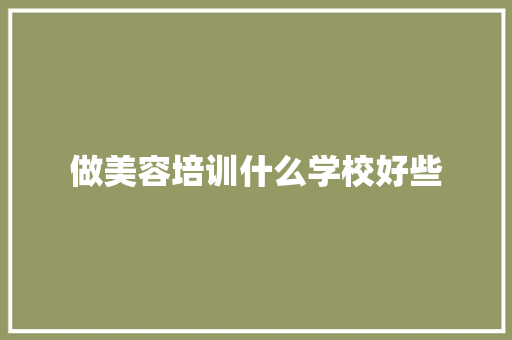 做美容培训什么学校好些