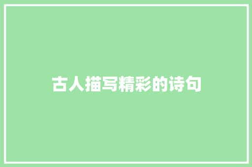 古人描写精彩的诗句