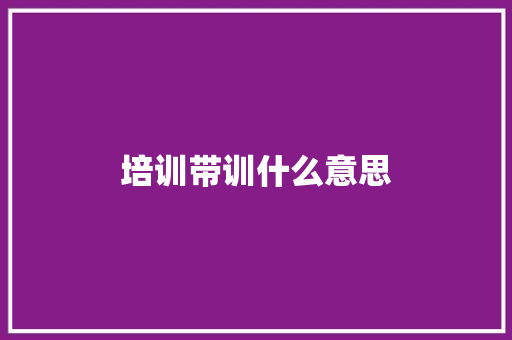 培训带训什么意思
