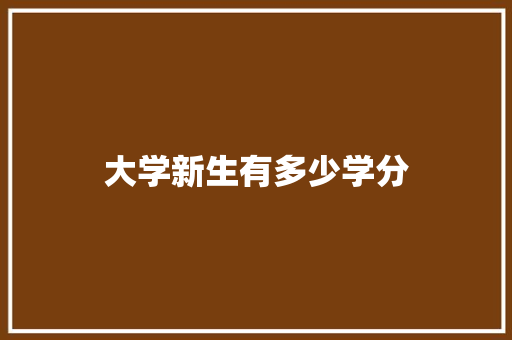 大学新生有多少学分 职场应用