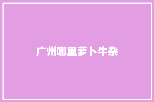 广州哪里萝卜牛杂