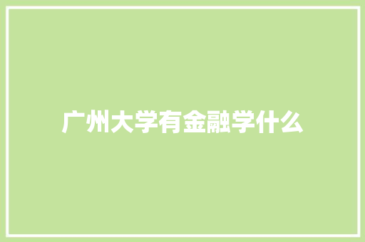 广州大学有金融学什么