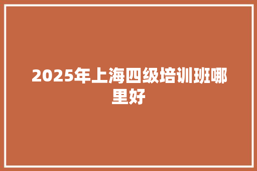 2025年上海四级培训班哪里好