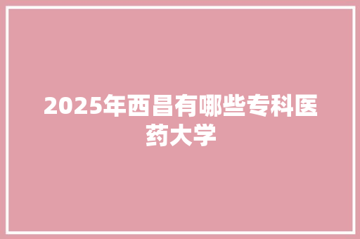 2025年西昌有哪些专科医药大学 商业计划书范文