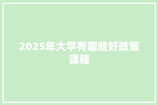 2025年大学有哪些好政策课程
