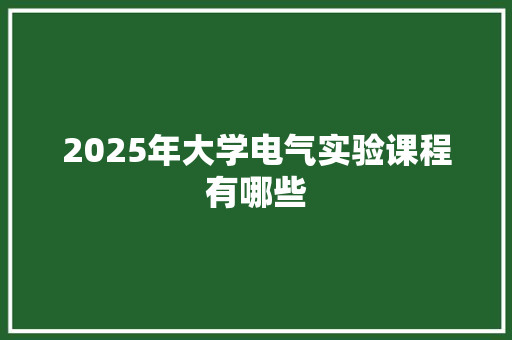 2025年大学电气实验课程有哪些 商业计划书范文