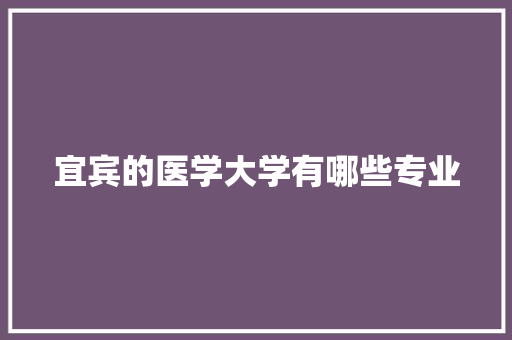宜宾的医学大学有哪些专业