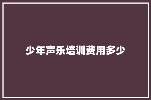 少年声乐培训费用多少 商业计划书范文