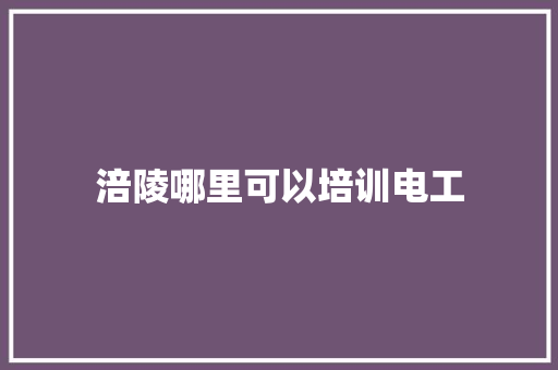 涪陵哪里可以培训电工