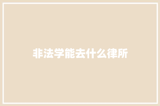 非法学能去什么律所