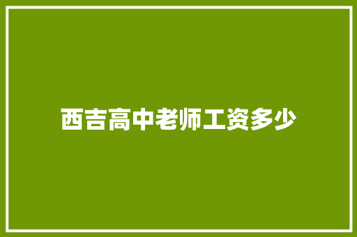 西吉高中老师工资多少