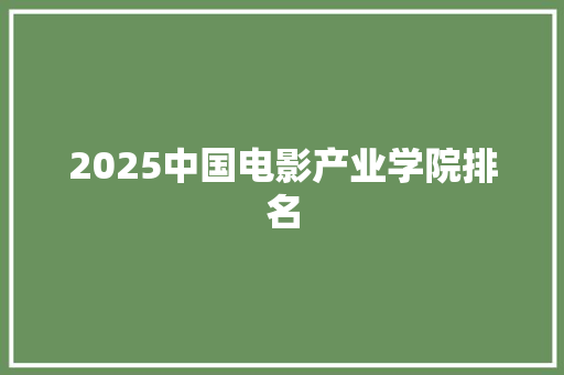 2025中国电影产业学院排名