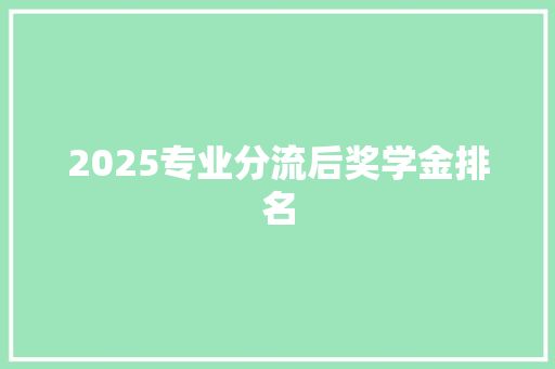 2025专业分流后奖学金排名