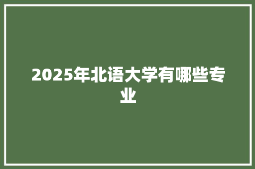 2025年北语大学有哪些专业 商业计划书范文
