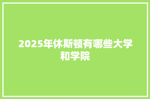 2025年休斯顿有哪些大学和学院 范文之家